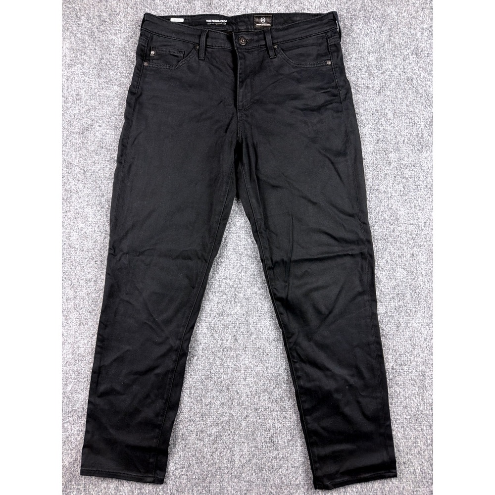 AG Adriano Goldschmied The Prima Crop Mid Rise Cigarette Jeans Black Size 27